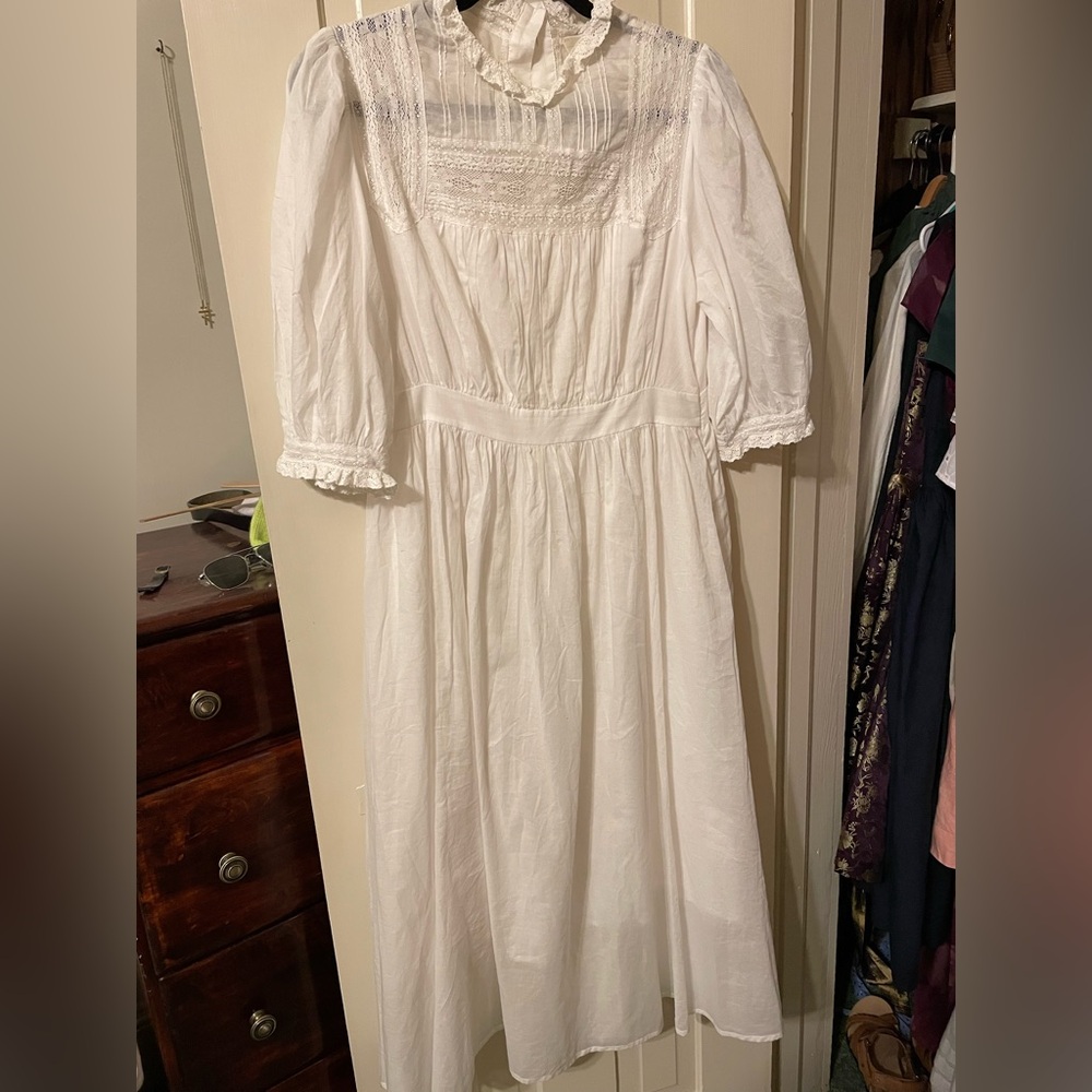 Simple Retro XL Averie Lace Panel White Dress Edwardian